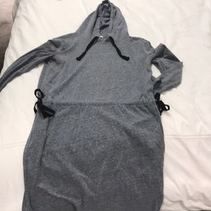 Gray hooded tunic dress